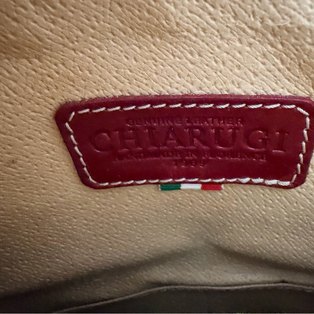 CHIARUGI Red Calvino Full Grain Leather Crossbody Shoulder Bag Italy os - Picture 6 of 14